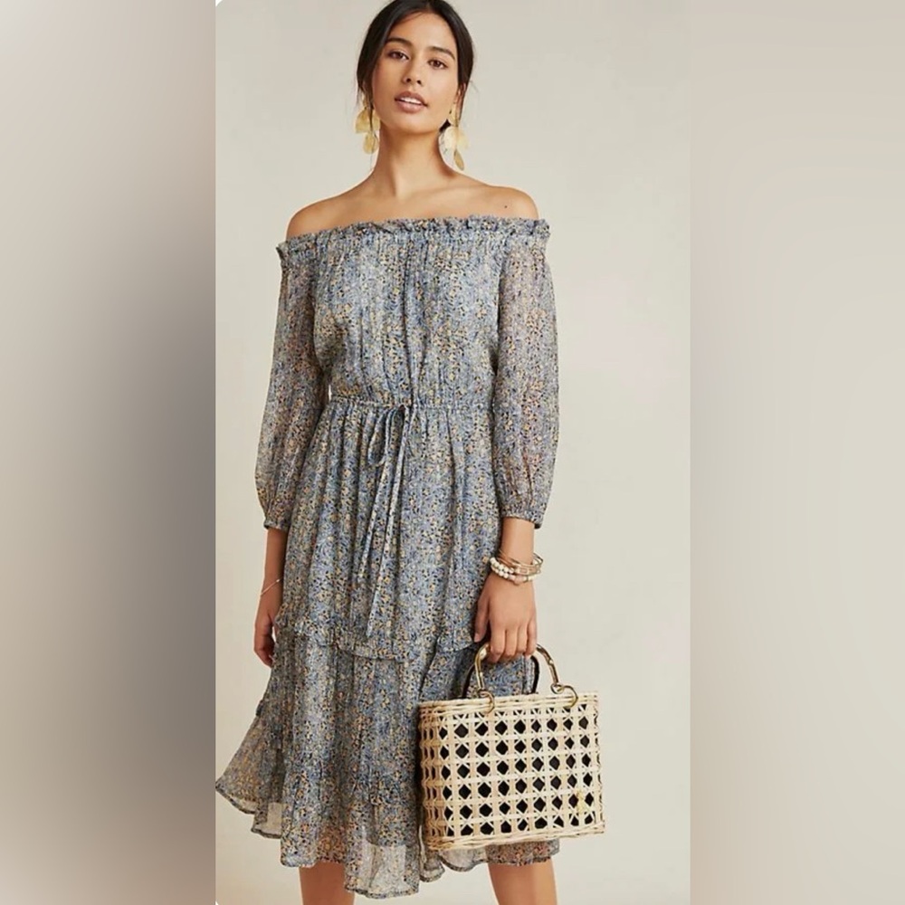 Anthropologie Kira Off The-Shoulder Floral Dress